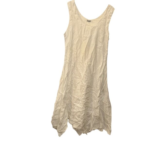 pure lino Italy white some on the bias classic fit and flare sun dress M - Picture 1 of 6